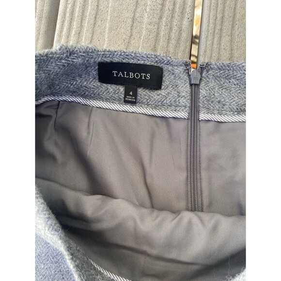 Talbots Wool Blend Herringbone Pencil Skirt Gray Lined Size 4 Classic Career - Picture 3 of 11